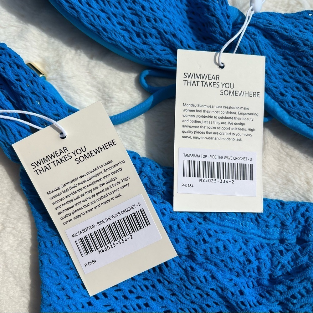 Monday Swimwear Electric Blue Textured Bikini Set - Picture 7 of 8